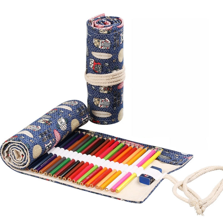 Handmade Canvas Pen Curtain Large-Capacity Pencil Case For Boys And Girls Color Pencil Sketch Stationery Box, 72 Holes