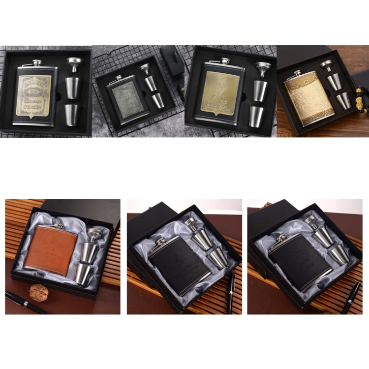 Portable Stainless Steel Hip Flask Set With Wine Glass Funnel, Style:, 8OZ New Jack Patch Core, 8OZ Old Jack Patch Core, 8OZ Old Man Patch Core, 8OZ Yellow Floral Pattern Core, 7OZ Black Leather Jack Gray, 7OZ Yellow Leather Jack Old Man Gray����������...