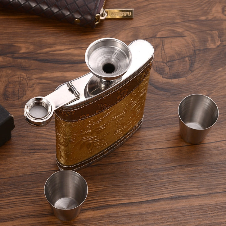 Portable Stainless Steel Hip Flask Set With Wine Glass Funnel, Style:, 8OZ New Jack Patch Core, 8OZ Old Jack Patch Core, 8OZ Old Man Patch Core, 8OZ Yellow Floral Pattern Core, 7OZ Black Leather Jack Gray, 7OZ Yellow Leather Jack Old Man Gray����������...