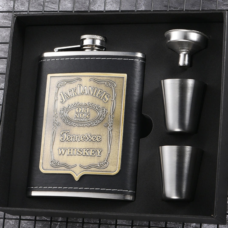 Portable Stainless Steel Hip Flask Set With Wine Glass Funnel, Style:, 8OZ New Jack Patch Core, 8OZ Old Jack Patch Core, 8OZ Old Man Patch Core, 8OZ Yellow Floral Pattern Core, 7OZ Black Leather Jack Gray, 7OZ Yellow Leather Jack Old Man Gray����������...