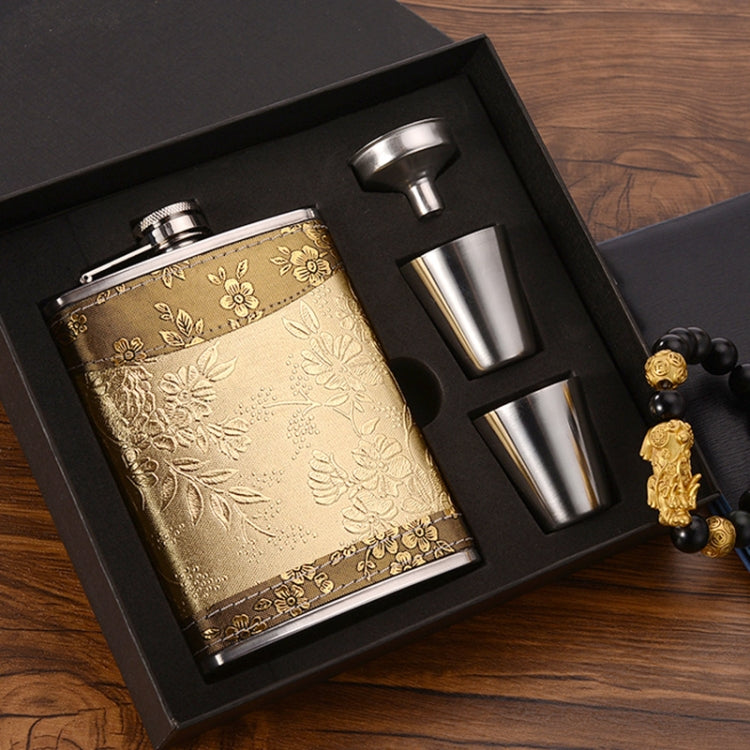 Portable Stainless Steel Hip Flask Set With Wine Glass Funnel, Style:, 8OZ New Jack Patch Core, 8OZ Old Jack Patch Core, 8OZ Old Man Patch Core, 8OZ Yellow Floral Pattern Core, 7OZ Black Leather Jack Gray, 7OZ Yellow Leather Jack Old Man Gray����������...