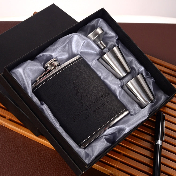 Portable Stainless Steel Hip Flask Set With Wine Glass Funnel, Style:, 8OZ New Jack Patch Core, 8OZ Old Jack Patch Core, 8OZ Old Man Patch Core, 8OZ Yellow Floral Pattern Core, 7OZ Black Leather Jack Gray, 7OZ Yellow Leather Jack Old Man Gray����������...