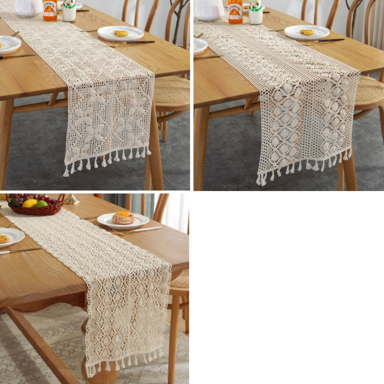 Widened And Stitched Rustic Knitted Hollow Tablecloth, 30x140cm, 30x160cm, 30x180cm, 30x200cm, 30x220cm, 30x240cm, 30x260cm, 30x280cm