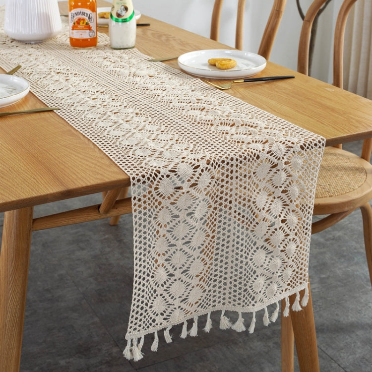 Widened And Stitched Rustic Knitted Hollow Tablecloth, 30x300cm