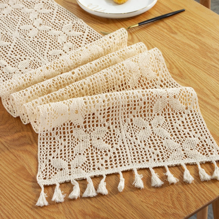 Widened And Stitched Rustic Knitted Hollow Tablecloth, 30x300cm