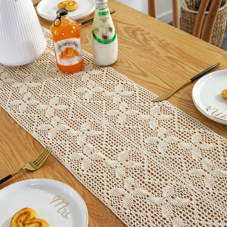 Widened And Stitched Rustic Knitted Hollow Tablecloth, 30x300cm