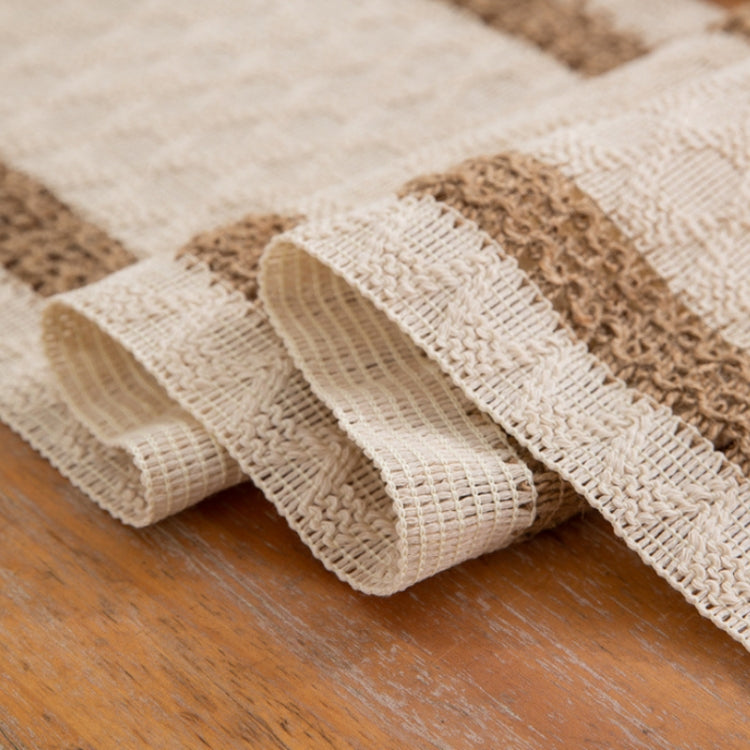 Cotton and Linen Woven Colorblock Tassel Striped Rhombus Table Runner, 30x120cm, 30x140cm, 30x160cm, 30x180cm, 30x200cm, 30x220cm