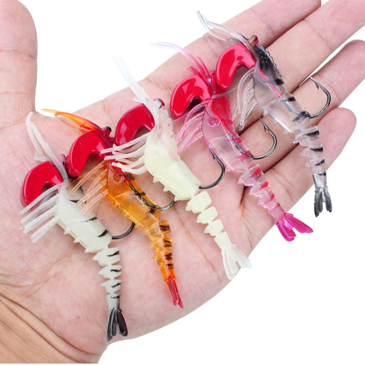 Multi-section Lead Head Soft Shrimp Fake Bait Freshwater Sea Fishing Lure, 5 Color / Set