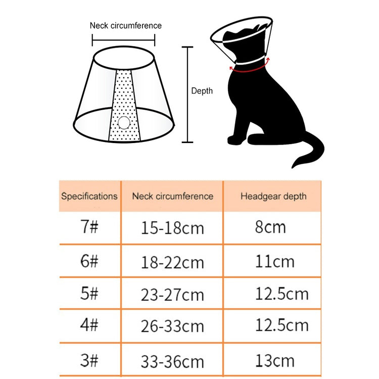 Pet Protective Headgear Cat And Dog Anti-Bite Collar After Cosmetic And Operation, Size: No.7/8cm, No.7, No.6, No.5, No.4, No.3