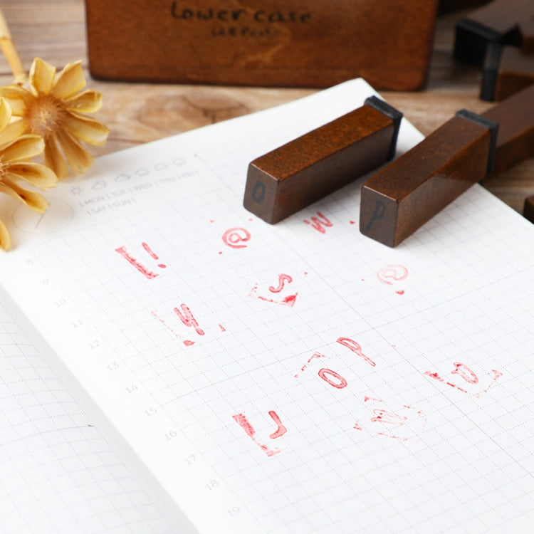 E13 28PCS/Set Vintage Wooden Alphabet and Number Diary Handbook DIY Stamps, Regular Capital, Regular Lowercase, Cursive Capital, Cursive Lowercase, Digital Weather