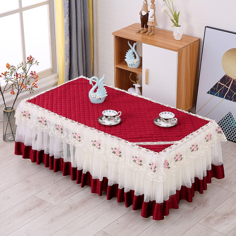 Simple Fabric Lace Rectangular Tablecloth, 75x140cm, 80x130cm, 80x140cm