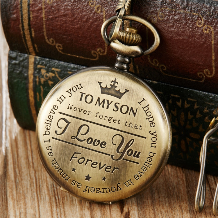 Engraved Vintage Commemorative Quartz Pocket Watch Round Watch, Style