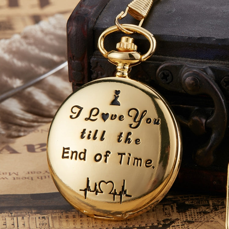 Engraved Vintage Commemorative Quartz Pocket Watch Round Watch, Style