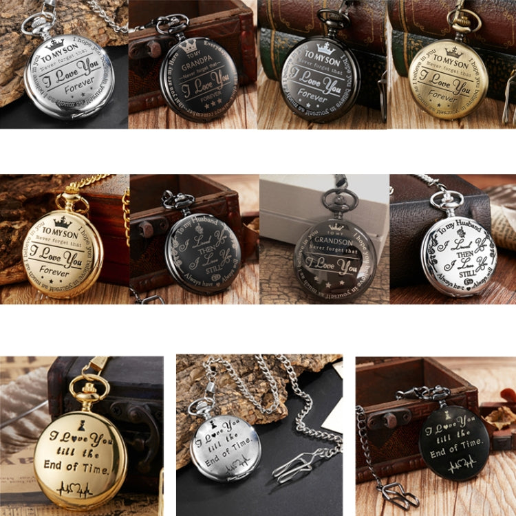 Engraved Vintage Commemorative Quartz Pocket Watch Round Watch, Style