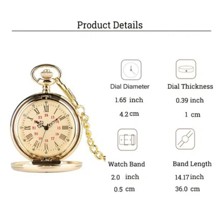 Engraved Vintage Commemorative Quartz Pocket Watch Round Watch, Style