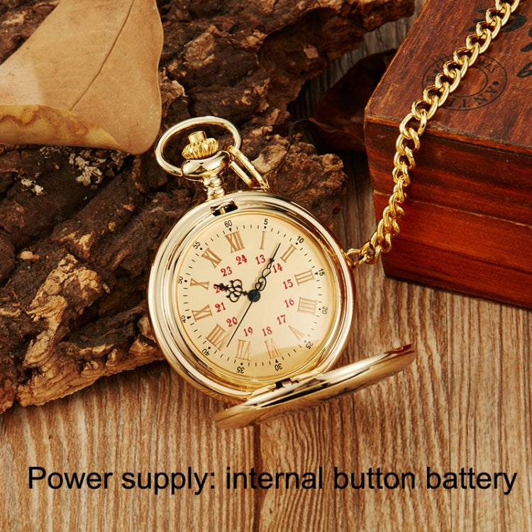 Engraved Vintage Commemorative Quartz Pocket Watch Round Watch, Style