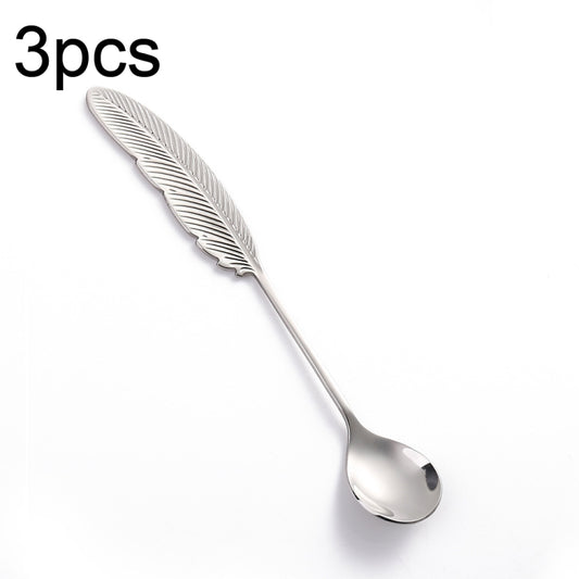 304 Stainless Steel Feather Spoon Fork Literary Tableware,Style:, 3pcs Spoon-True Color, 3pcs Fork-True Color, 3pcs Spoon-Titanium Gold, 3pcs Fork-Titanium Gold, 3pcs Spoon-Dazzle, 3pcs Fork-Dazzle, 2 In 1 True Color -Pink Box, 2 In 1 True Color- Blue ...