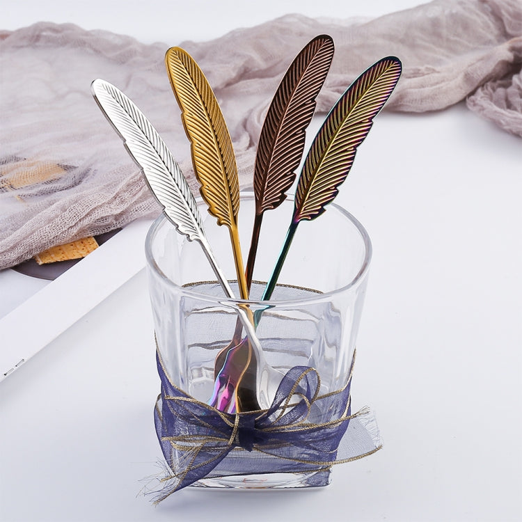 304 Stainless Steel Feather Spoon Fork Literary Tableware,Style:, 3pcs Spoon-True Color, 3pcs Fork-True Color, 3pcs Spoon-Titanium Gold, 3pcs Fork-Titanium Gold, 3pcs Spoon-Dazzle, 3pcs Fork-Dazzle, 2 In 1 True Color -Pink Box, 2 In 1 True Color- Blue ...