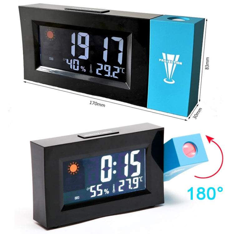 8290 Electronic Colour Screen Weather Clock Weather Forecast Projection Clock Rotatable Digital Clock, Without USB Cable, With USB Cable