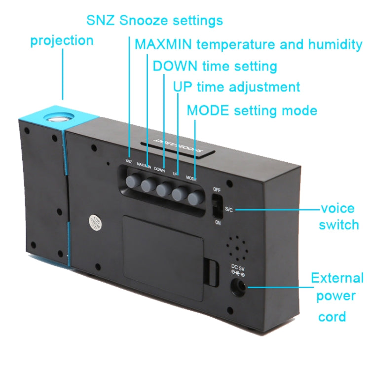 8290 Electronic Colour Screen Weather Clock Weather Forecast Projection Clock Rotatable Digital Clock, Without USB Cable, With USB Cable