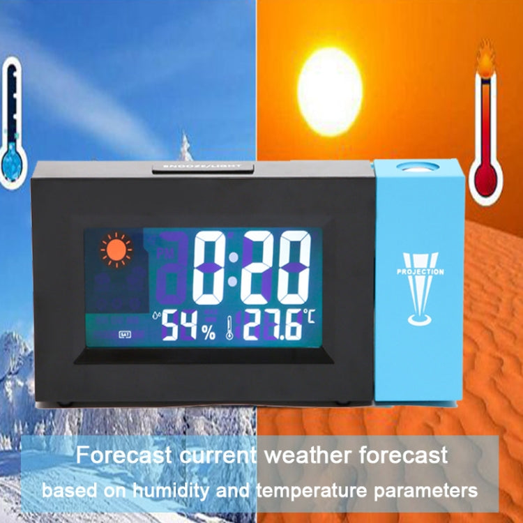 8290 Electronic Colour Screen Weather Clock Weather Forecast Projection Clock Rotatable Digital Clock, Without USB Cable, With USB Cable