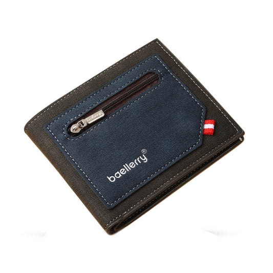 Baellerry Synthetic Leather Men Short Wallet Large Capacity Multi-Card Slot Zipper Wallet