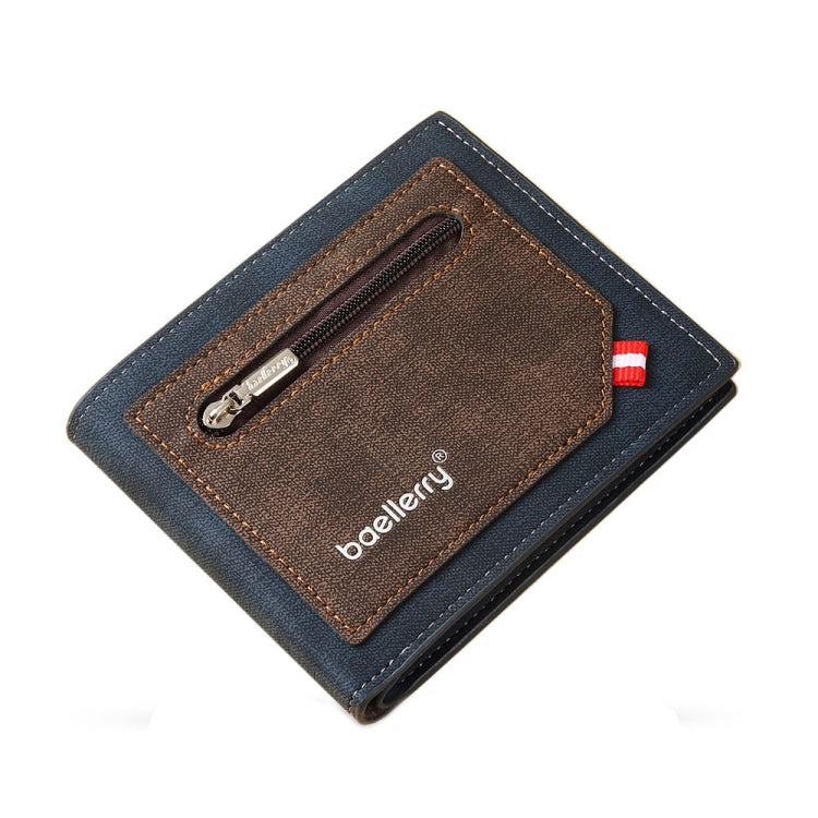 Baellerry Synthetic Leather Men Short Wallet Large Capacity Multi-Card Slot Zipper Wallet