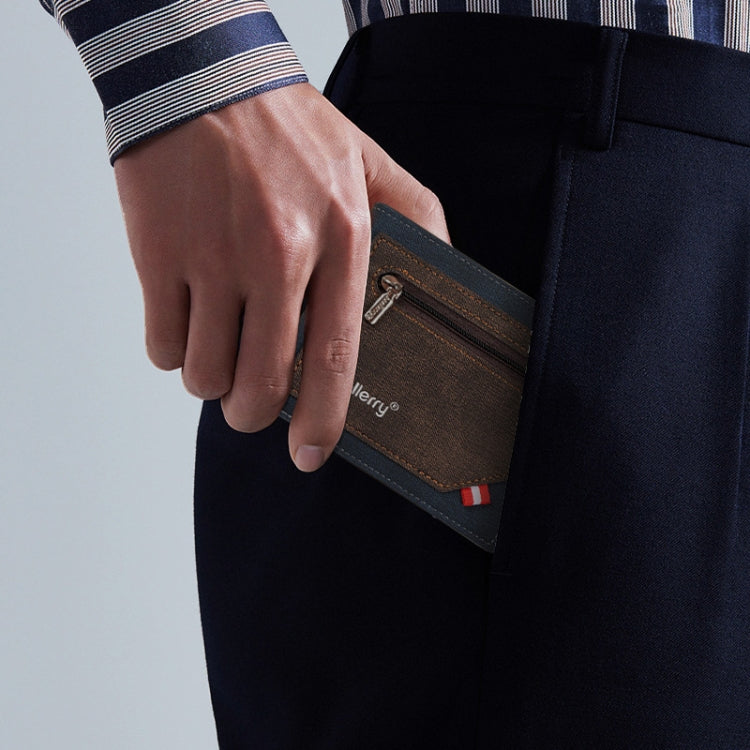 Baellerry Synthetic Leather Men Short Wallet Large Capacity Multi-Card Slot Zipper Wallet