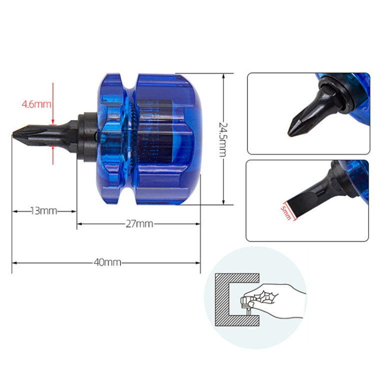 Portable Short Handle Phillips And Straight 2 In 1 Screwdriver With Magnetism