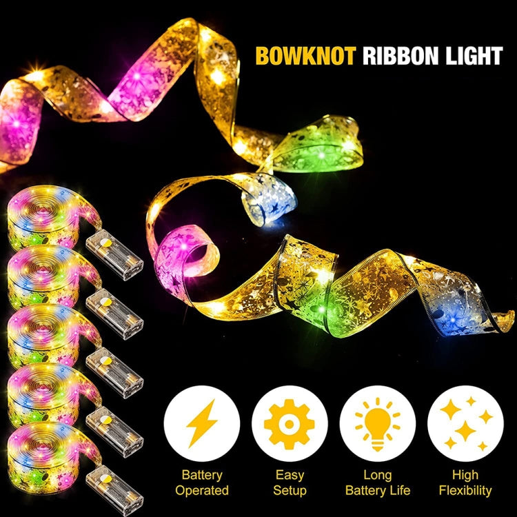 LED Christmas Tree Decoration Bronzing Ribbon Lights