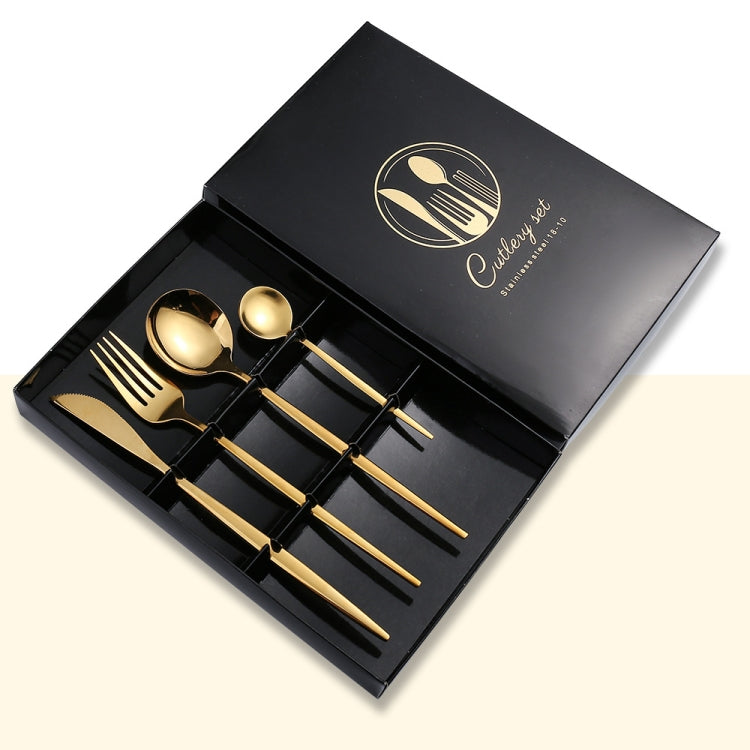4pcs /Pack Stainless Steel Glossy Mirror Flatware Gift Set, With Tea Spoon