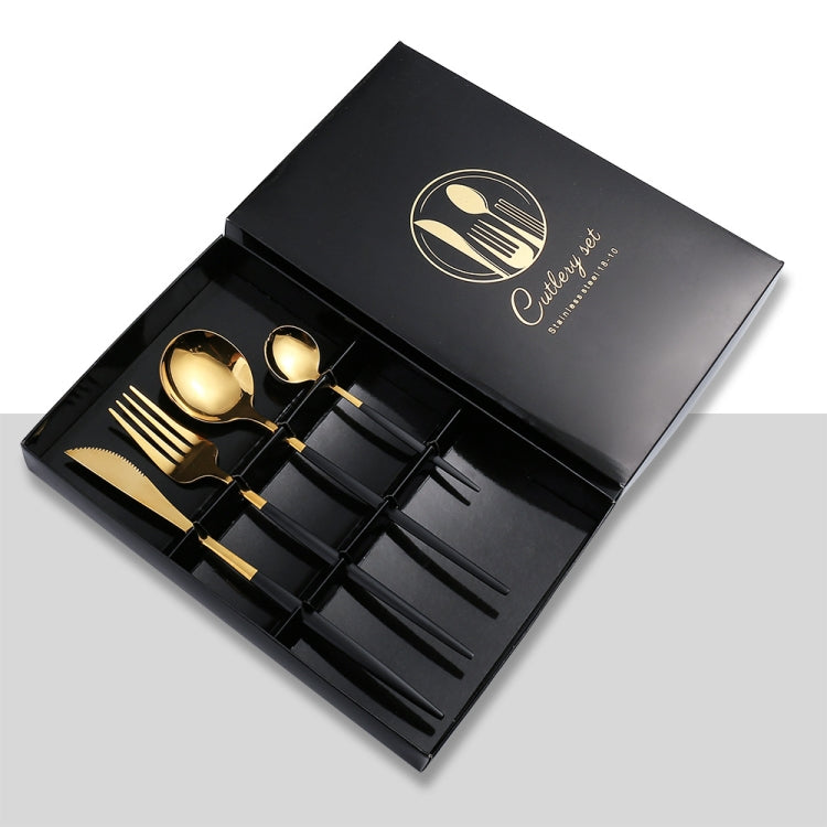 4pcs /Pack Stainless Steel Glossy Mirror Flatware Gift Set, With Tea Spoon