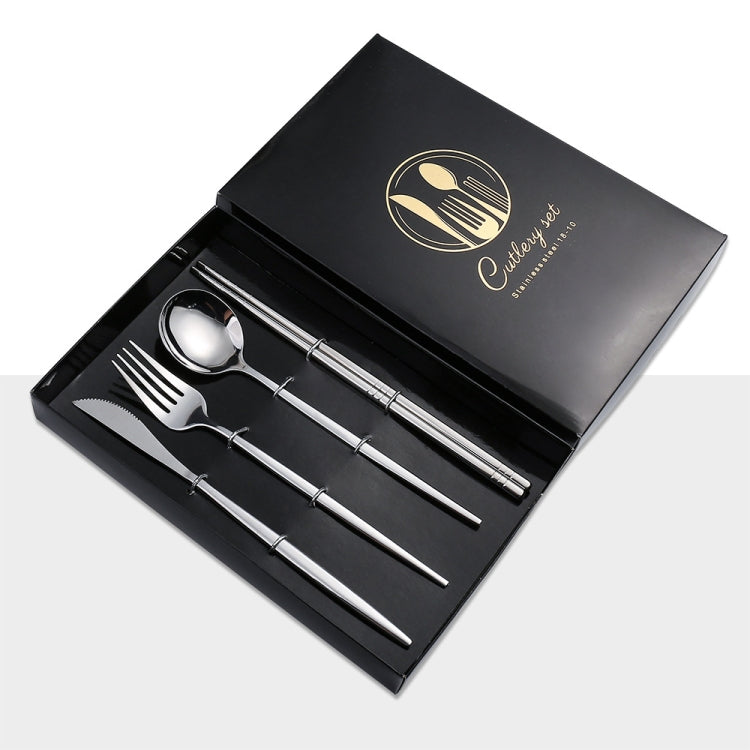 4pcs /Pack Stainless Steel Glossy Mirror Flatware Gift Set, With Tea Spoon