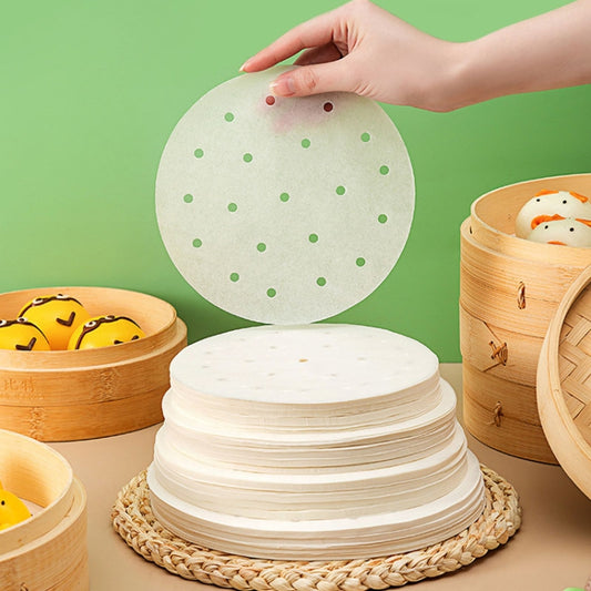 100pcs /Pack Steamer Paper Non-Stick Disposable Grease-Proof Paper Round Air Fryer Pad, 6 Inches (15.2cm), 7 Inches (17.78cm), 8 Inches (20.3cm), 9 Inches (22.86cm)