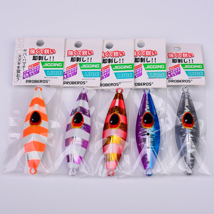 PROBEROS LF124 Deep Sea Iron Plate Lead Fish Fishing Lure Slow Sinking Rocking Luminous Boat Fishing Bait, 30g, 40g, 60g, 80g, 100g, 120g