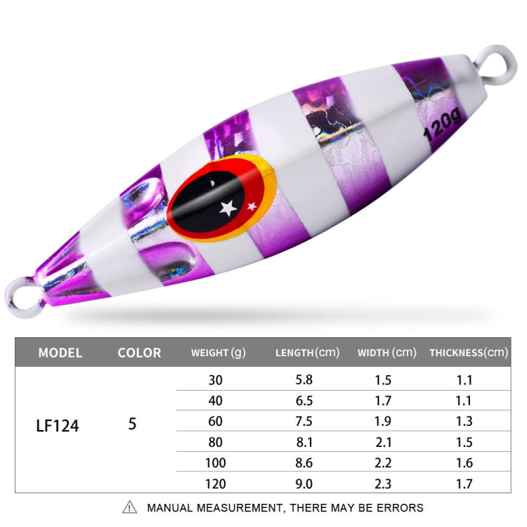 PROBEROS LF124 Deep Sea Iron Plate Lead Fish Fishing Lure Slow Sinking Rocking Luminous Boat Fishing Bait, 30g, 40g, 60g, 80g, 100g, 120g