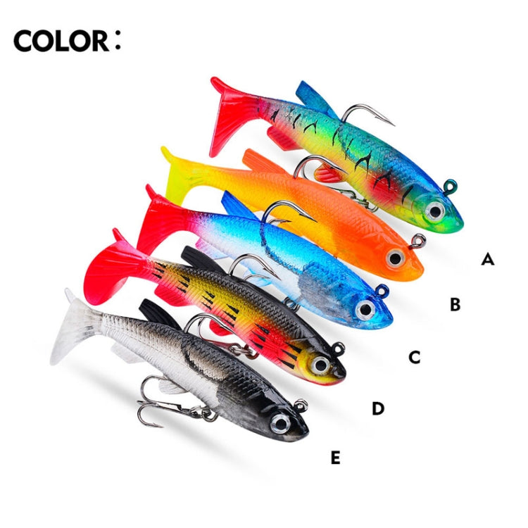 PROBEROS DW6087 T-Tail Lead Fish Soft Lure Sea Bass Boat Fishing Bionic Fake Bait, 7.5cm/13.5g