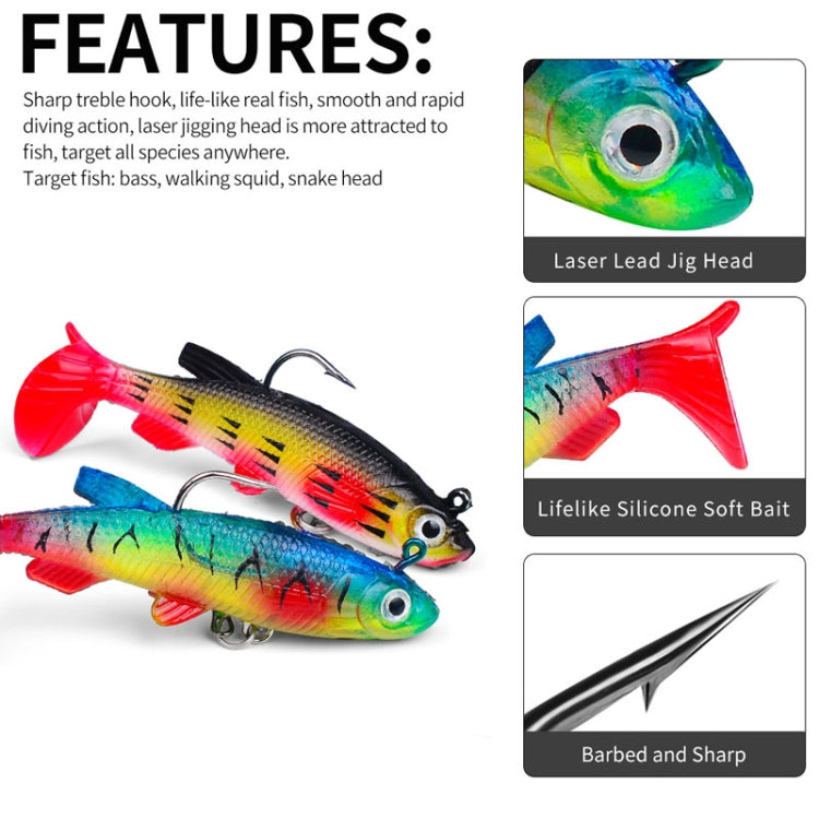 PROBEROS DW6087 T-Tail Lead Fish Soft Lure Sea Bass Boat Fishing Bionic Fake Bait, 7.5cm/13.5g
