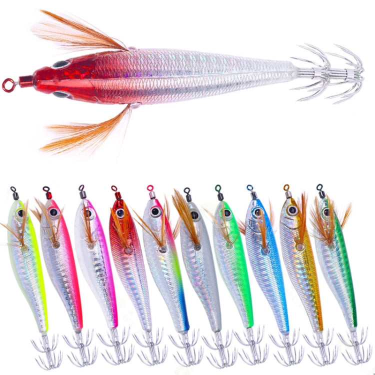 10colors /Set HENGJIA SJ055 Horizontal Luminous Wooden Shrimp Bait Bionic Faux Bait Squid Hook, 10.3cm 9.4g