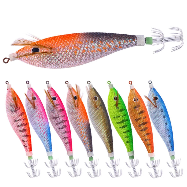 8colors /Set HENGJIA SJ057 Luminous Wooden Shrimp Dummy Bait Squid Hook Hard Bait