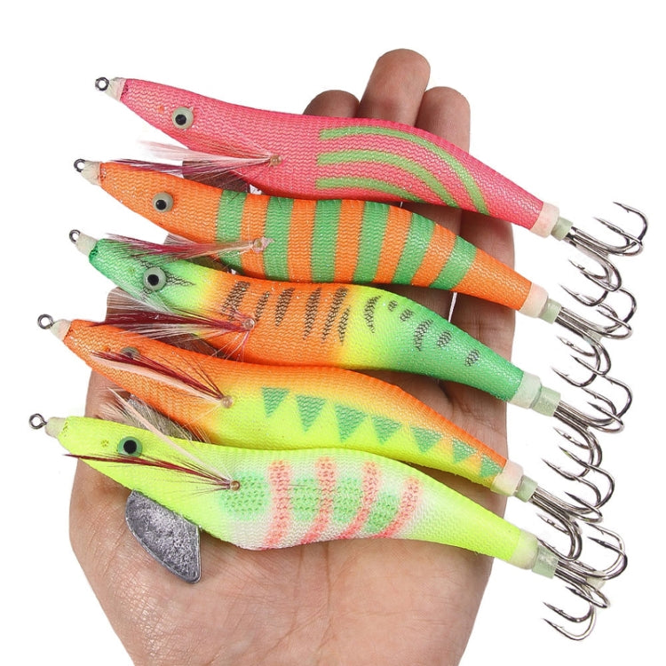 22colors /Set HENGJIA SJ059 Luminous Wooden Shrimp Dummy Bait Squid Hook Hard Bait, 15cm 28g