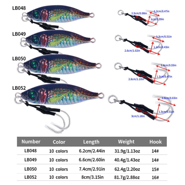 10colors /Set HENGJIA Iron Plate Lead Fish Dummy Bait Slow Cranking Sea Fishing Lures, 30g, 40g, 60g, 80g