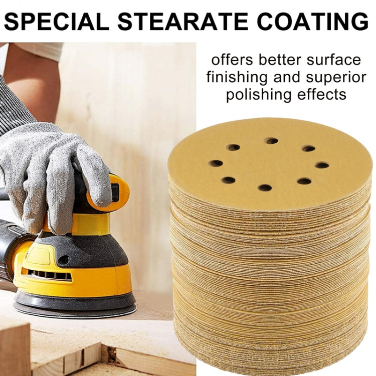 100pcs / Box 5 Inch 8 Holes Round Disc Sanding Sandpaper 125mm Yellow Sand Flocking Sheet, P60, P80, P100, P120, P150, P180, P220, P320, P400, P600, P800