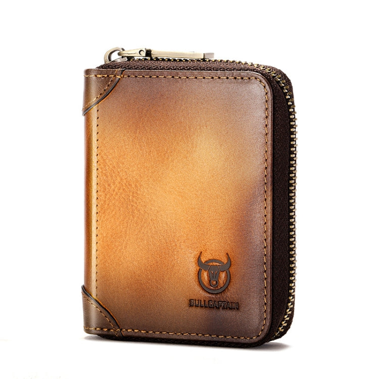 BULL CAPTAIN 475 RFID Anti-Theft Zipper Top-Layer Cowhide Multi-Card Slot Card Holder Wallet