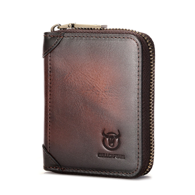 BULL CAPTAIN 475 RFID Anti-Theft Zipper Top-Layer Cowhide Multi-Card Slot Card Holder Wallet