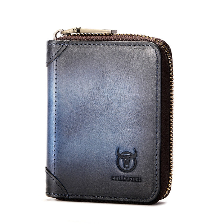 BULL CAPTAIN 475 RFID Anti-Theft Zipper Top-Layer Cowhide Multi-Card Slot Card Holder Wallet