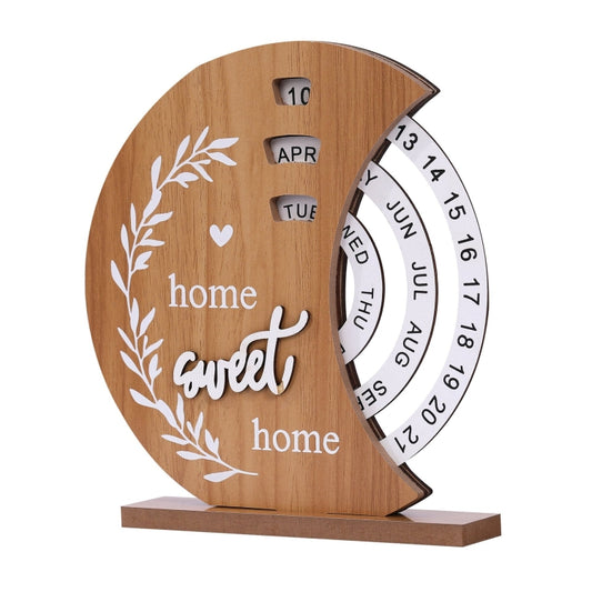 Wooden Manual Rotating Perpetual Calendar Home Decoration Ornaments, Moon, Ferris Wheel, Shovel