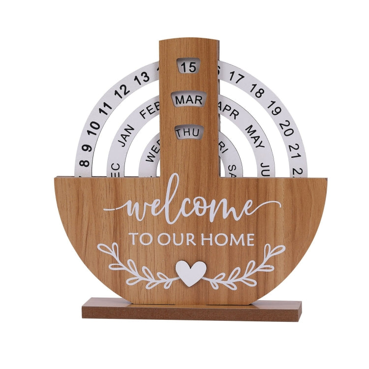 Wooden Manual Rotating Perpetual Calendar Home Decoration Ornaments, Moon, Ferris Wheel, Shovel