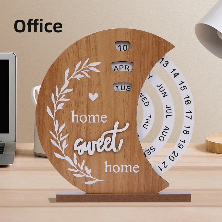 Wooden Manual Rotating Perpetual Calendar Home Decoration Ornaments, Moon, Ferris Wheel, Shovel