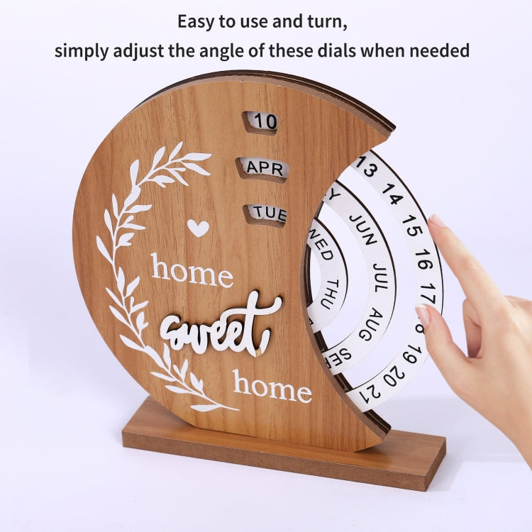 Wooden Manual Rotating Perpetual Calendar Home Decoration Ornaments, Moon, Ferris Wheel, Shovel